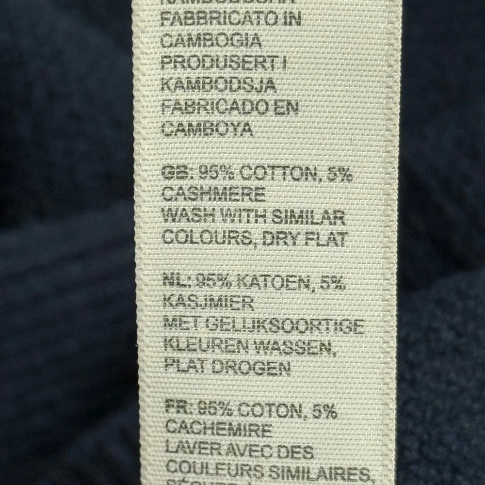 Fat Face Quarter Zip Mock Neck Pullover Sweater, Blue, Large cotton/cashmere